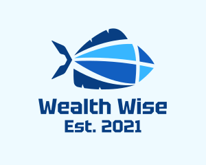 Fisherman - Geometric Blue Fish logo design