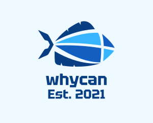Fisheries - Geometric Blue Fish logo design