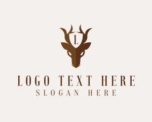 Animal - Deer Horns Shield logo design