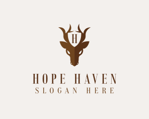 Hunting - Deer Horns Shield logo design