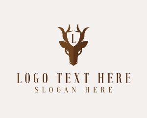 Antelope - Deer Horns Shield logo design
