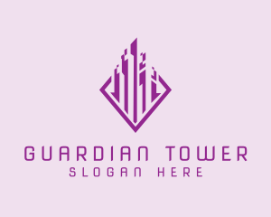 Futuristic Tower City logo design