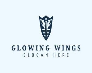 Caduceus Wings Shield logo design