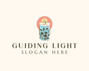 Floral Candle  Flame logo design