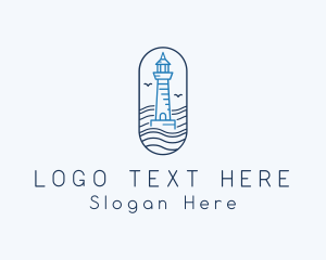 Blue - Seaside Lighthouse Tower logo design