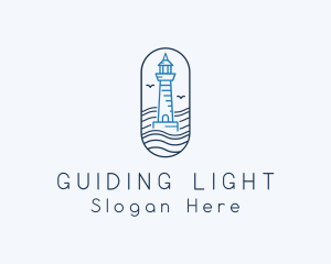 Seaside Lighthouse Tower logo design