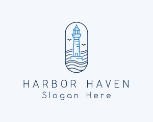 Seaside Lighthouse Tower logo design