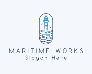 Seaside Lighthouse Tower logo design