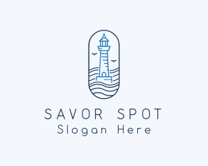 Seaside Lighthouse Tower logo design