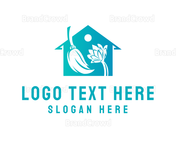 Home Cleaning Broom Logo