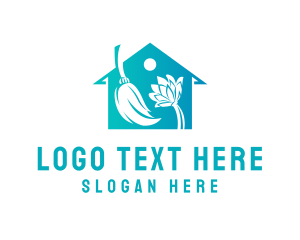 Home Service - Home Cleaning Broom logo design