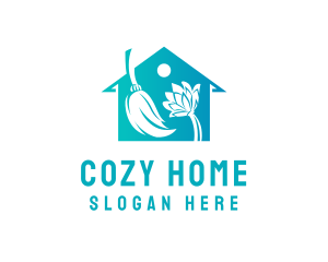 Home Cleaning Broom logo design