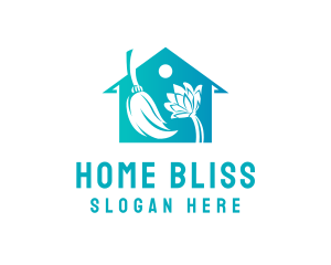 Home Cleaning Broom logo design