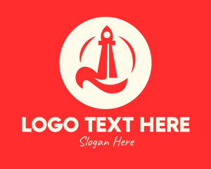 Outer Space - Red Rocket Launch logo design