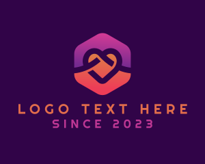 Love Heart - Hexagon Heart logo design