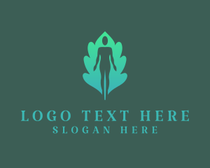 Stretching - Leaf Yoga Wellness logo design