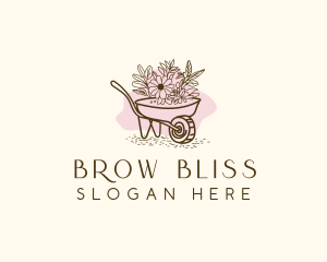 Wheelbarrow  Landscaping Floral Logo