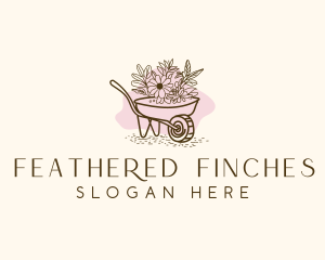 Wheelbarrow  Landscaping Floral Logo