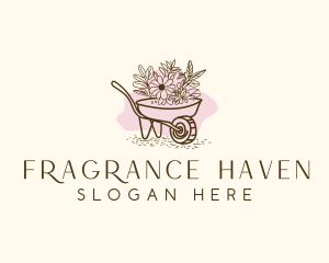 Wheelbarrow  Landscaping Floral Logo