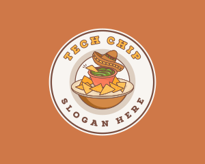 Nachos Chips Mexican Dish logo design