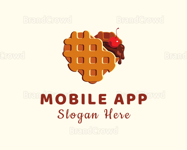 Waffle Heart Dessert Logo