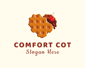 Waffle Heart Dessert logo design