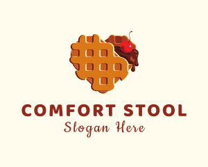 Waffle Heart Dessert logo design