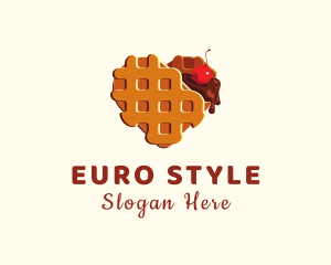 Waffle Heart Dessert logo design