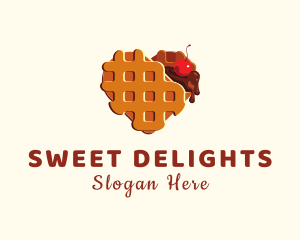 Waffle Heart Dessert logo design