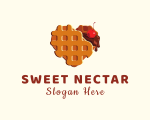 Waffle Heart Dessert logo design