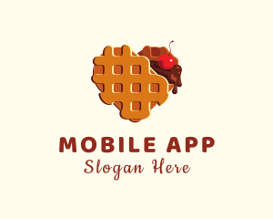 Dating App - Waffle Heart Dessert logo design