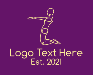 Healthy - Yoga Pose Outline logo design