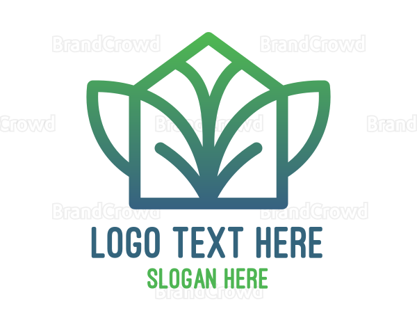 Green Abstract Leaf House Logo