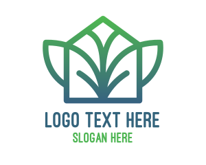 Tree House - Green Abstract Leaf House logo design
