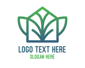 Green And Gold - Green Abstract Leaf House logo design