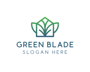 Green Abstract Leaf House logo design