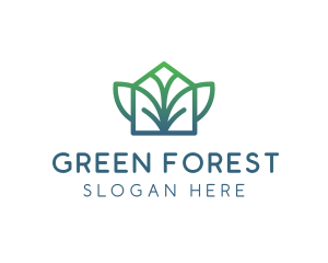 Green Abstract Leaf House logo design