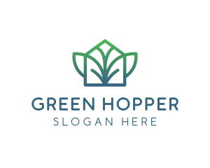 Green Abstract Leaf House logo design