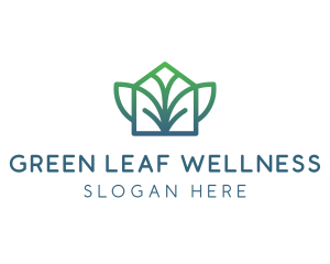 Green Abstract Leaf House logo design