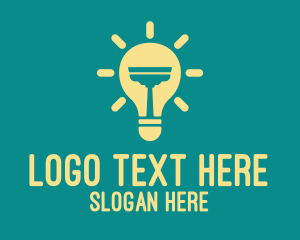 Cleaning - Light Bulb Squeegee logo design