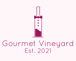 Suit Red Wine Bottle logo design