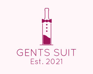 Suit Red Wine Bottle logo design