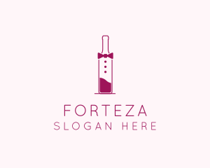 Suit Red Wine Bottle logo design