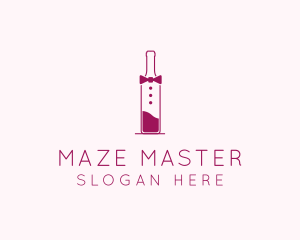 Suit Red Wine Bottle logo design