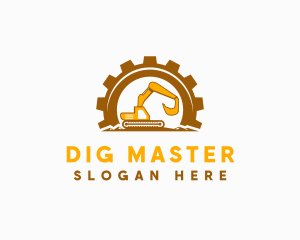 Excavator - Gear Excavator Machinery logo design