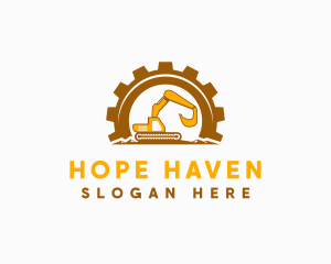 Gear Excavator Machinery logo design