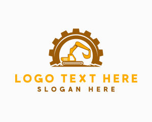 Heavy Equipment - Gear Excavator Machinery logo design