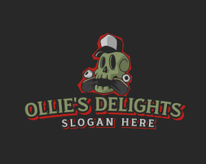 Ollie - Skull Hat Skateboard logo design