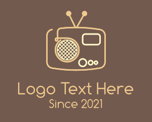 Radio - Retro Radio Line Art logo design