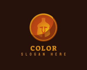 Medieval - Spartan Helmet Shield logo design